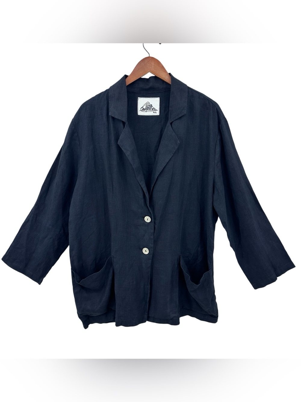 SUGAR CANDY MOUNTAIN 100% Linen Blazer Lightweight Jacket Black